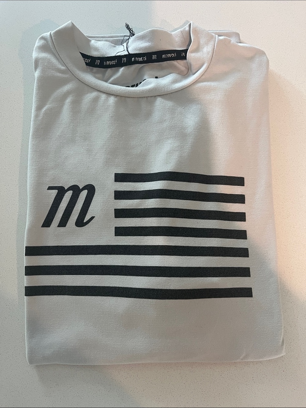 Marucci  Kid’s White Graphic Crewneck Shirt with Black Stripe Print